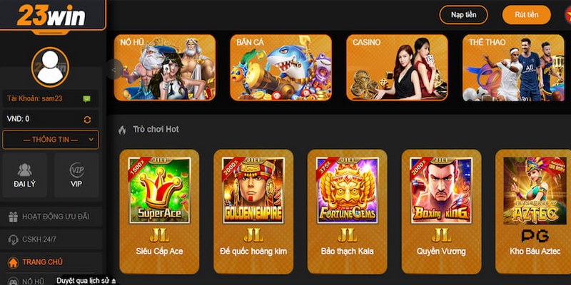 23WIN cung cấp nhiều loại hình giải trí đa dạng hấp dẫn cho bet thủ